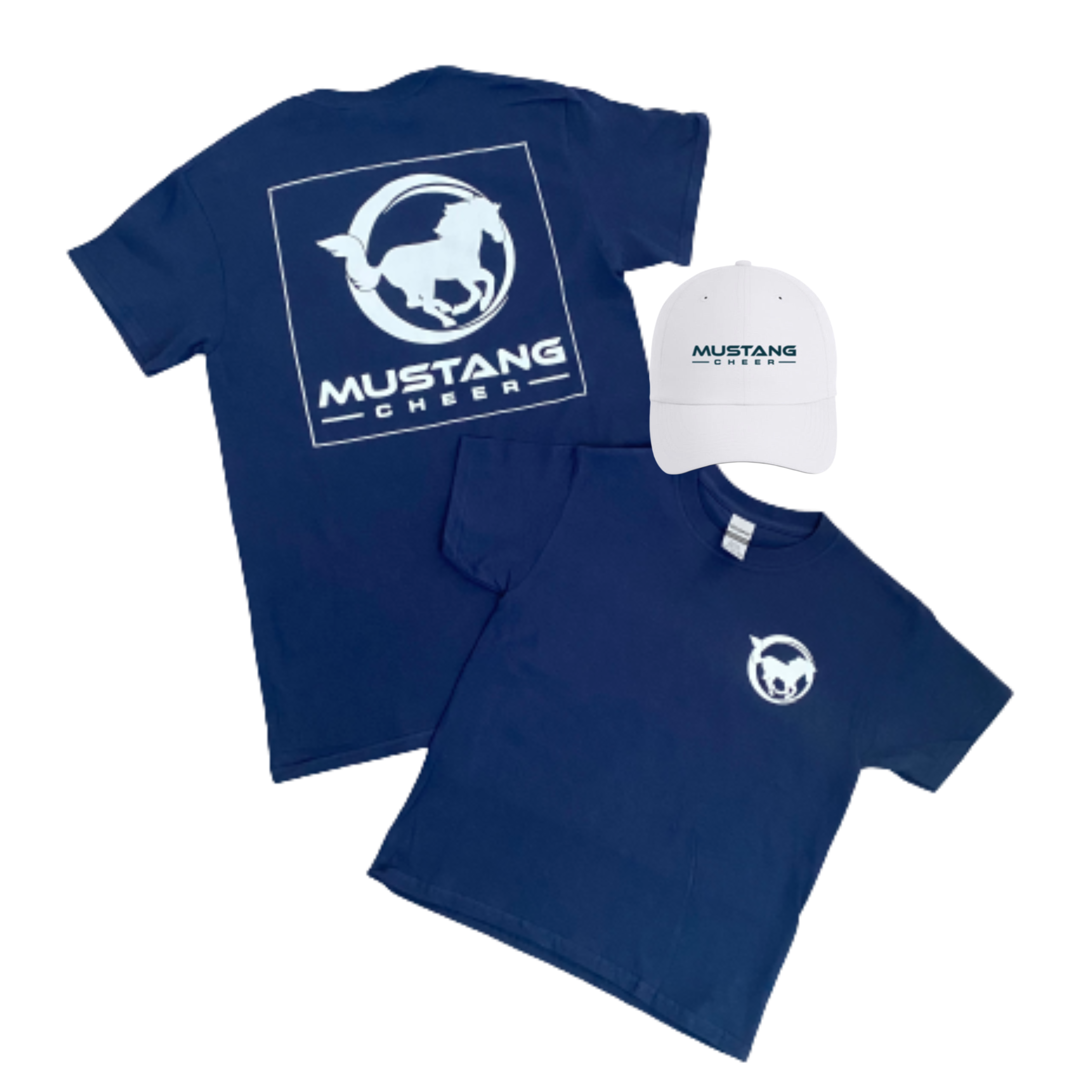 Mustangs Football Cheer Blue White School Spirit T-Shirt