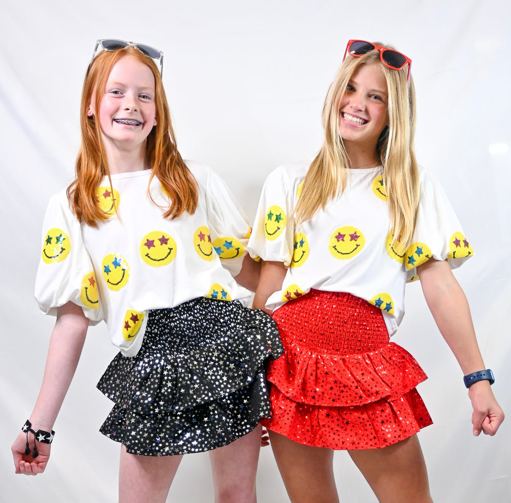 Youth Poof Sleeve Smiley Tee